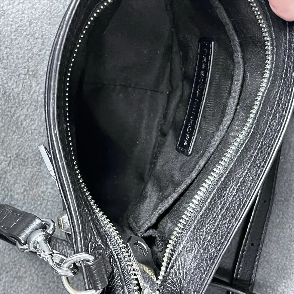 Rebecca Minkoff Regan Black Leather Crossbody Bag Silver Studs 9x6 Classic